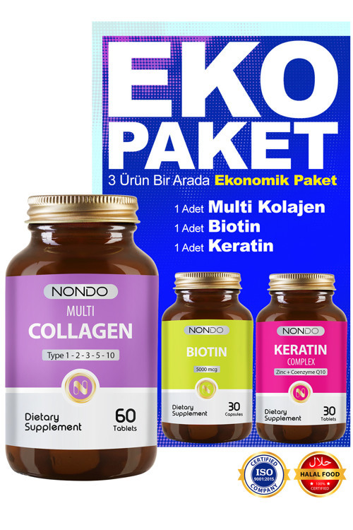 Ekonomik Paket Saç Cilt Tırnak İçin (Biotin-Keratin-Multi Kolajen)