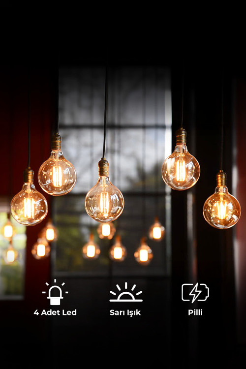 Retro Dekoratif Led Işık Top 4'Lü