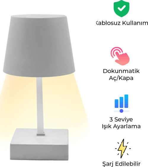 Bb-16 Dokunmatik Masa Lambası | Şarjlı & Ayarlanabilir Işık Seviyesi, Modern Alüminyum