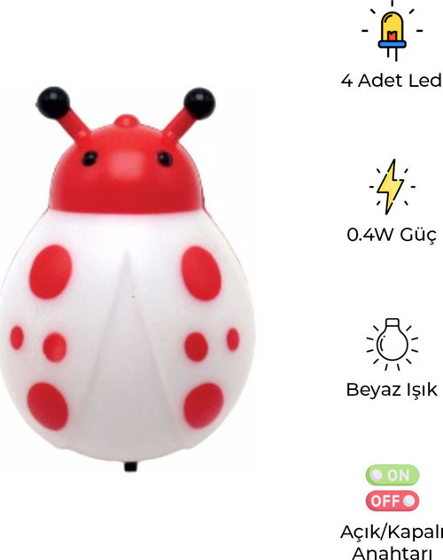 Ug-15 Uğur Böceği Gece Lambası | Led Işık, Sevimli Tasarım
