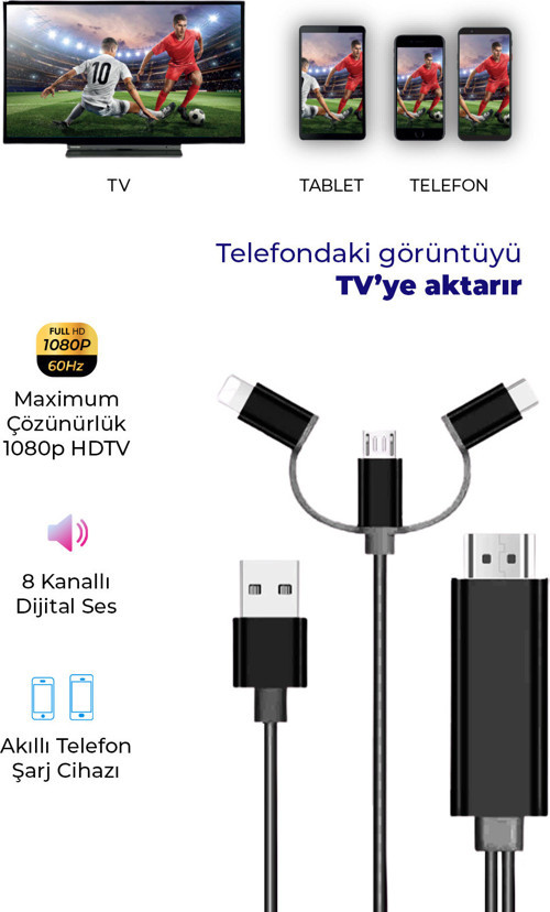 Up-100 Görüntü Aktarım Kablosu | Hdmı – Telefon Bağlantı Kablosu, Hd Çözünürlük