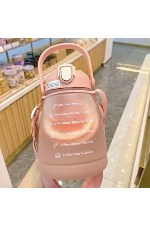 Motivasyonel Tombul Su Matarası Sporcu Matarası Suluk 1.3 Lt Sticker Etiketli Pipetli Bpa İçermez