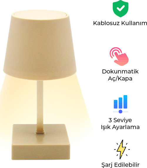 Bb-16 Dokunmatik Masa Lambası | Şarjlı & Ayarlanabilir Işık Seviyesi, Modern Alüminyum