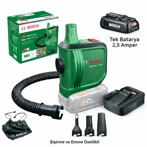 EasyInflate 18V-500 Şişirme ve Emme Özellikli Hava Pompası 2.5Ah Tek Batarya + Şarj Cihazı Set
