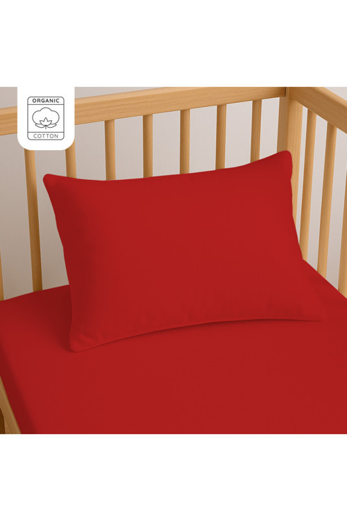 %100 Pamuk Bebek Yastık Kılıfı 35x45 cm (2 Adet) – Doğal & Yumuşak - Kırmızı