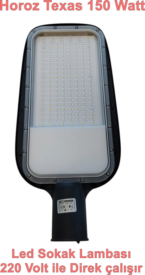 Texas-150 150w Ledli Sokak Lambası Armatürü Beyaz Işık 6400k 220 Volt IP65