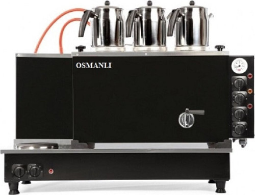 3 Demlikli Siyah Tüplü Tam Otomatik Çay Ocağı Kazanı Semaver Çay Makinesi (Tüp Elk)