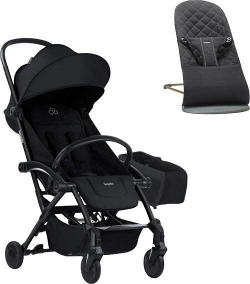 BabyBjörn Bliss Ana Kucağı Woven Black & Bumprider Connect³ Bebek Arabası Black-Black & Yan Düzenleyici Çanta