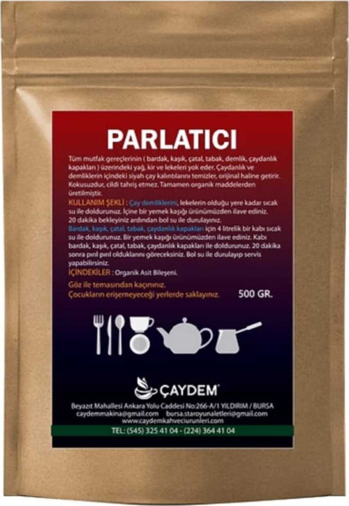 Organik Parlatıcı | Çaydanlık, Demlik, Bardak Parlatma & Organik Mutfak Temizliği 1000 Gr