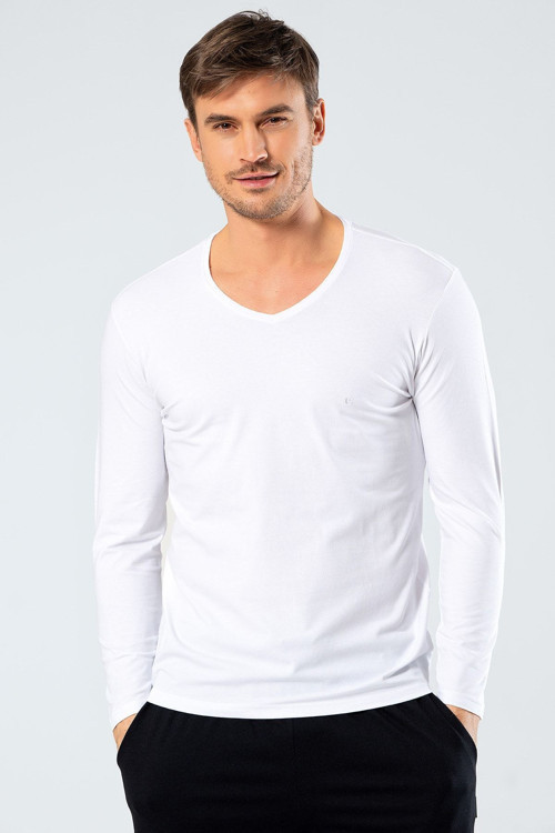 1334 Erkek V Yaka Uzun Kollu T-Shirt