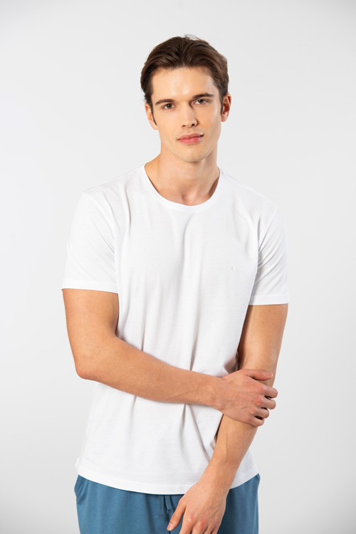 2169 Erkek Modal Pamuk Bisiklet Yaka T-Shirt