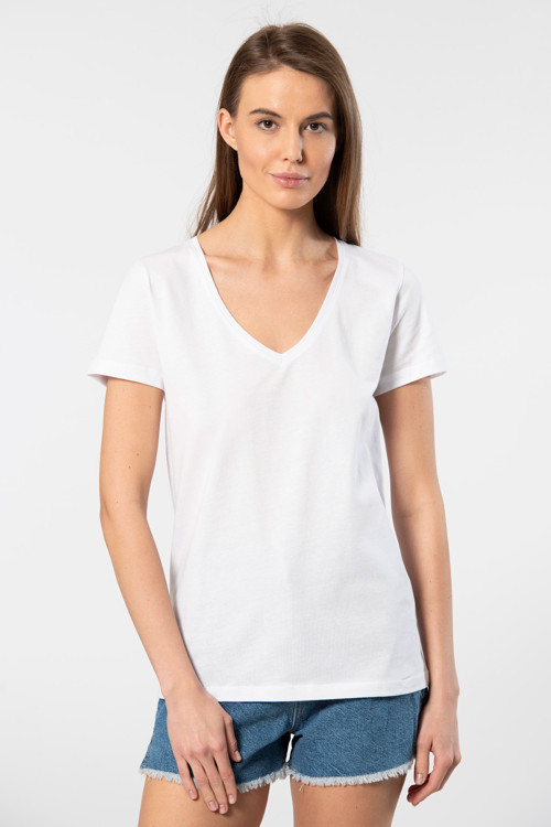 Milano Kısa Kol Derin V Yaka Kadın T-Shirt