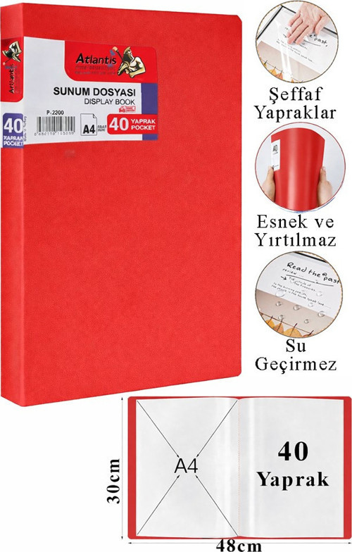 Sunum Dosyası 60 lı 1 Paket Poşet Dosyalı Katalog Dosyası 60 Poşetli Kendinden Dosya Plastik Kapaklı