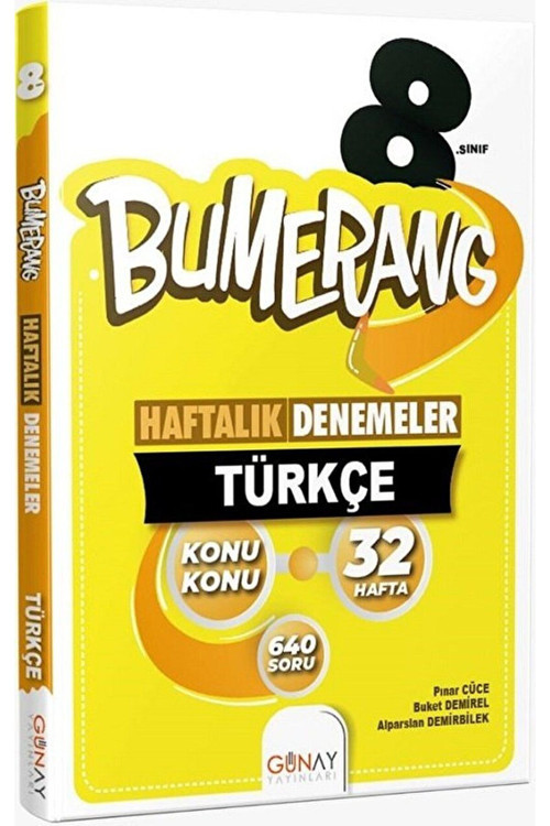 Günay Yayınları 8. Sınıf LGS Bumerang 32 Haftalık Türkçe Denemeleri / Kolektif / / 9786257150606