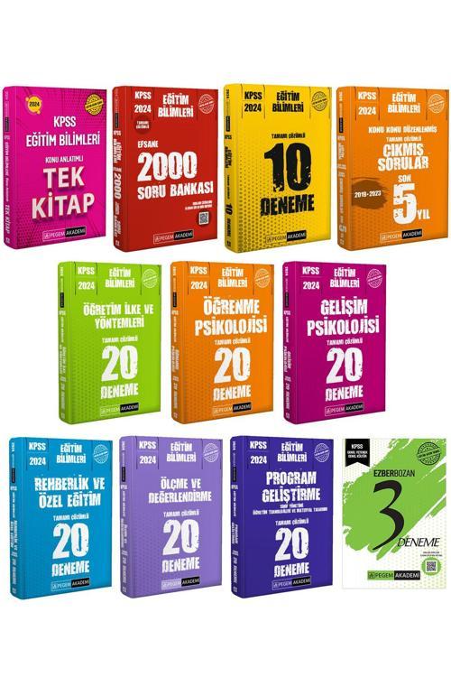 Pegem Akademi  2024 KPSS Eğitim Bilimleri Konu Anlatımlı Tek Kitap,Çıkmış Sorular,2000Soru,Denemeler,3Deneme Hediye