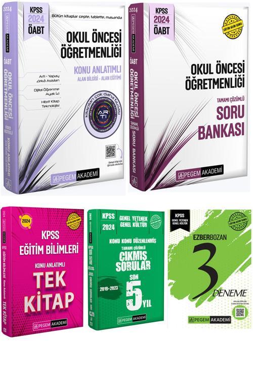 Pegem Akademi  2024 KPSS ÖABT Okul Öncesi Öğretmenliği Konu Anlatımı-Soru Bankası-Tek Kitap-Çıkmış Sorular-3 Deneme