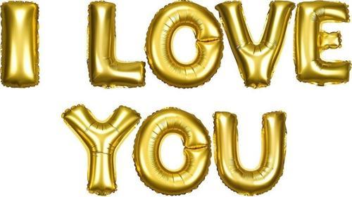 Parti Balon I Love You Folyo Balon Altın Renk 35 CM
