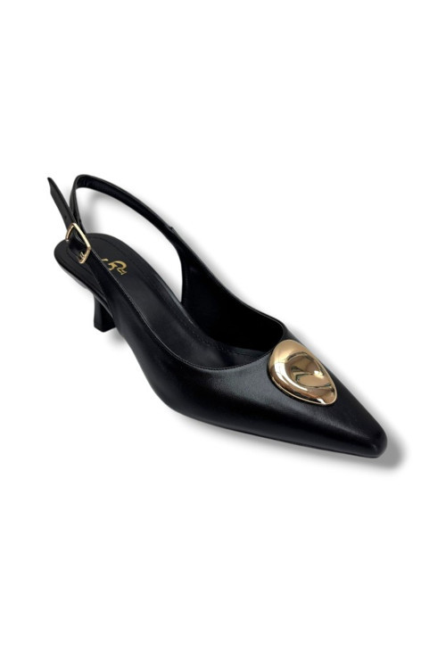 26752-26 Cilt Gold Tokalı Kısa Topuk Kadın Stiletto(6cm)