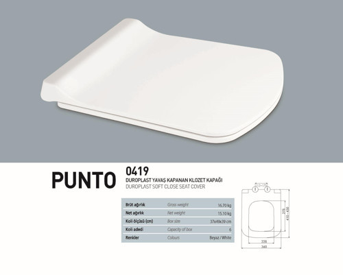 DUROPLAST PUNTO YAVAŞ KAPANAN KLOZET KAPAK
