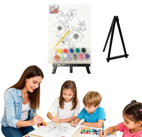 Çizimli Pres Tuval Seti 24 x 32 cm (Akrilik Boya + Fırça + Palet)