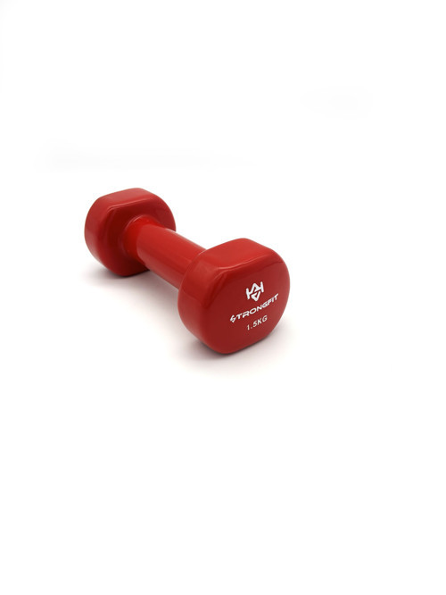 Sport Vinyl Kaplı Dambıl 1,5 KG | Fitness, Pilates ve Ev Egzersiz Ağırlığı | Kırmızı