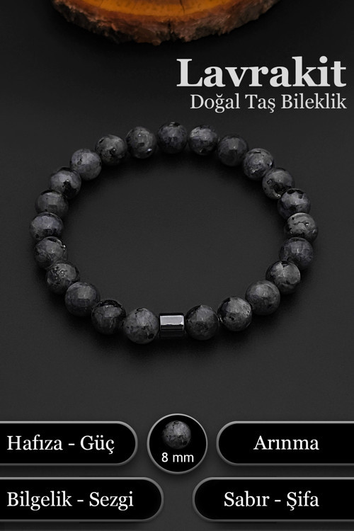 Erkek Doğal Taş Bileklik Lavrakit Bileklik Kadın 8 mm BT039