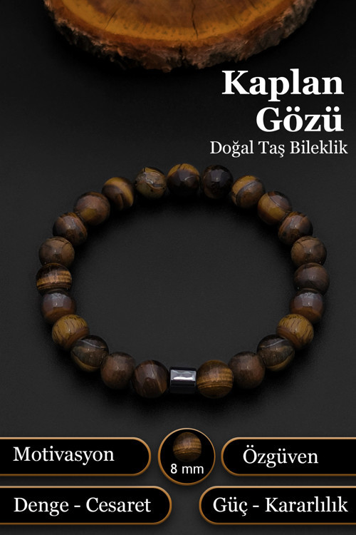 Kaplangözü Bileklik Kadın Erkek Doğal Taş Kaplangözü Bileklik 8 mm BT033
