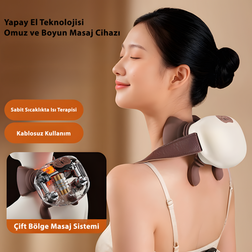 Z10 Isıtmalı Boyun ve Omuz Masaj Aleti | 3 Modlu | Type-C Şarjlı | Kablosuz Boyun Masaj Cihazı