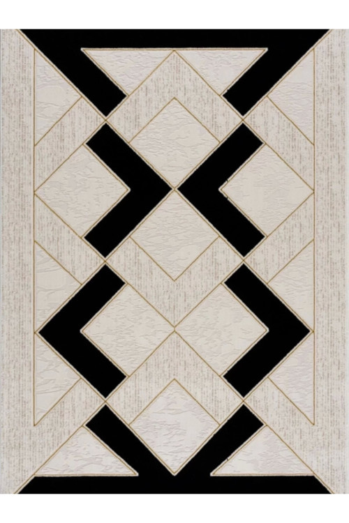 Elizza Collection Modern Salon ve Oturma Odası Halısı - Krem Siyah