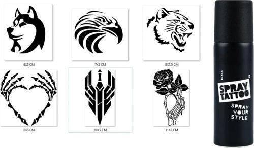 Hırçın Modeller Spray Tattoo Geçici Dövme Yapma Seti Siyah Sprey Dövme 