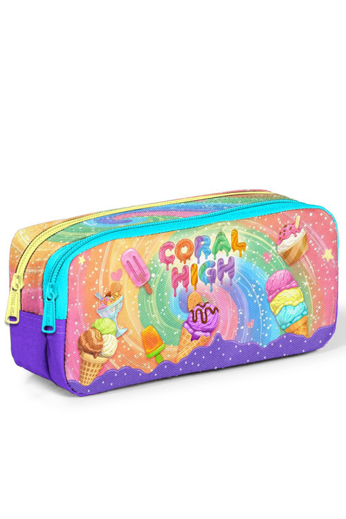 Kids Milka Dondurma Desenli İki Bölmeli Kalem Çantası 31054