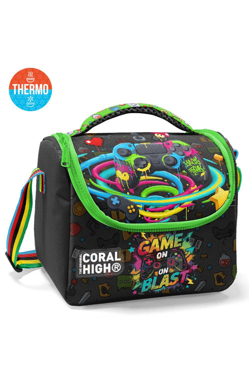 Kids Siyah Gamer Desenli Thermo Beslenme Çantası 37158