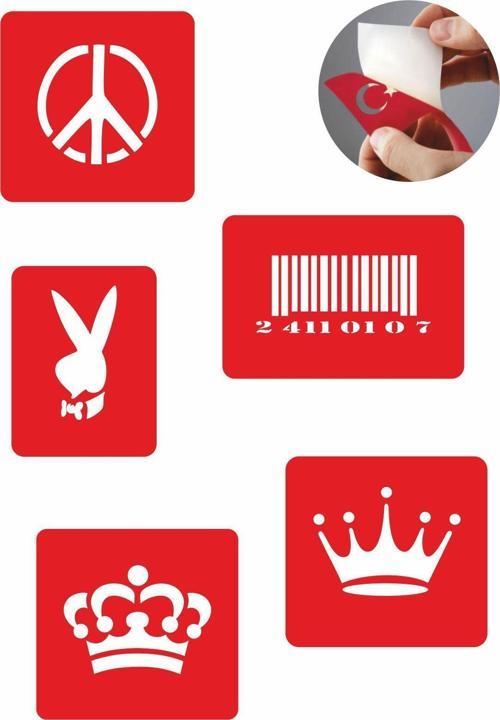 Semboller 5 Adet  Geçici Dövme Kına Şablonu