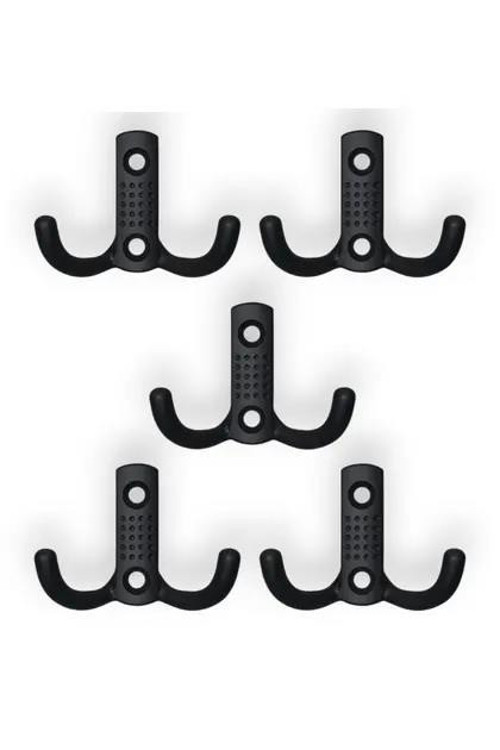 5 Adet Siyah Noktalı Askı Metal Askı Portmanto Askılık Dolap Mobilya Askısı Siyah (vidalar Dahil)