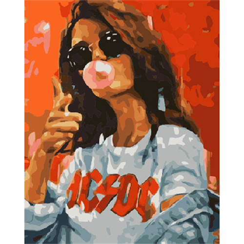 Pastelya Sayılarla Boyama Seti Çerçeveli Kasnaklı Rockçı Kız