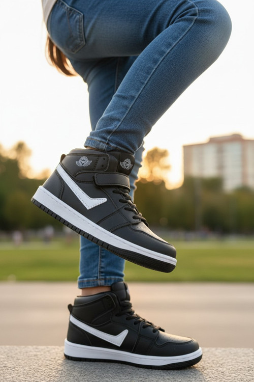 Boğazlı Jordan Yüksek Bilek Destekli ve Cırt Bantlı Modern Çocuk Sneaker