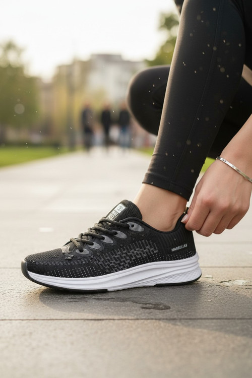 Kadın Degradeli Örgü Saya Yapılı ve Bağcıklı Spor Ayakkabı