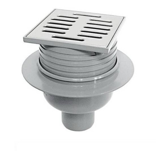 Aco - RUG Süzgeç Seti 100X100mm DN50 Dikey Çıkış, Paslanmaz Çelik Izgaralı, Koku Tutuculu - 316741