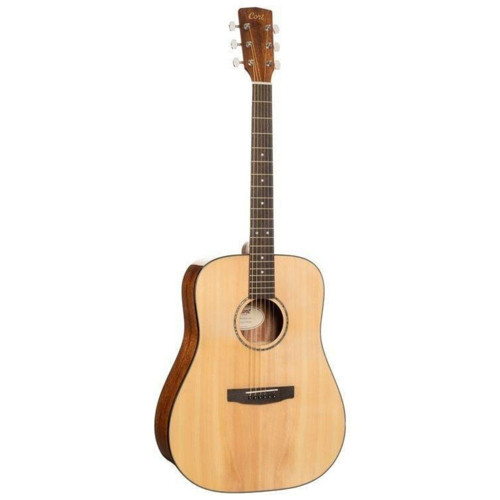 Cort EARTH60NAT Masif Ladin Kapaklı Akustik Gitar (Başlangıç/Orta Seviye) | Dreadnought Kasa Formu, Natürel Parlak Bitiş