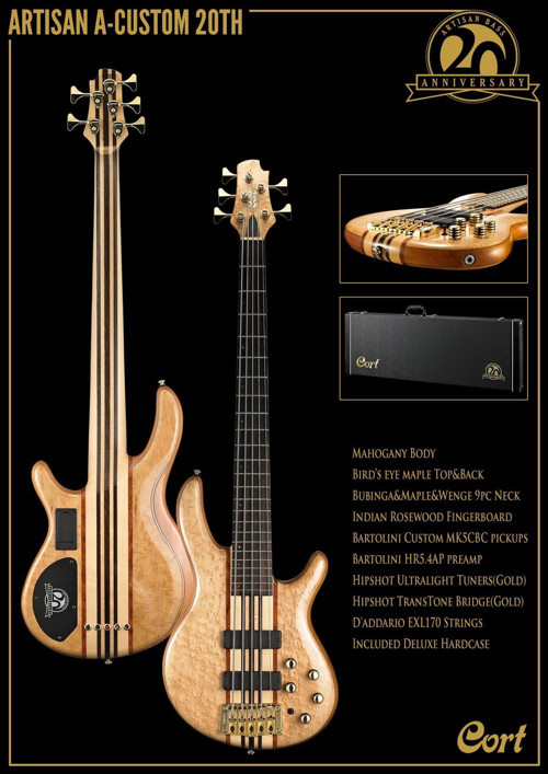Cort A4 CUSTOM 20THNAT Artisan Serisi 20. Yıl Özel Üretim Bas Gitar (Profesyonel) | Masif Gövde, Neck-Through Sap Yapısı