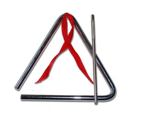 T37-6 6 İnç Çelik Üçgen Zil (Perküsyon) | Net ve Uzun Çınlama Süresi, Çelik Çubuk ve Askı İpi Dahil, Okul Grupla