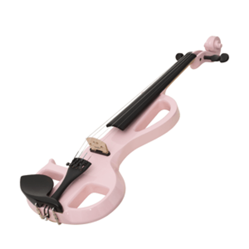 KNG MIDS-B1807 Elektro Keman 4/4 Pembe (Profesyonel - Silent) | Kulaklık Çıkışlı Sessiz Çalışma Modu, Kristal Ne
