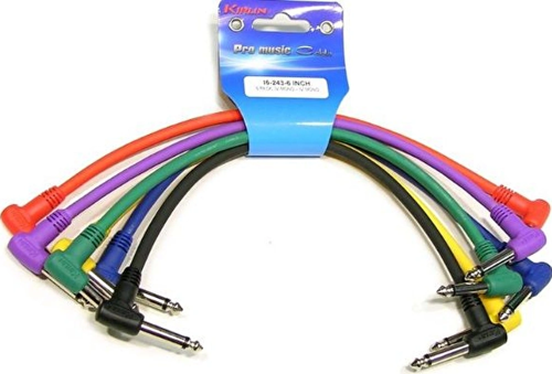 I6-243-0,15M-6PACK Pedal Ara Kablosu (6'lı Set) | 6 Farklı Renk ile Pedalboard Düzeni L Tipi Kısa Jaklar ve Net S