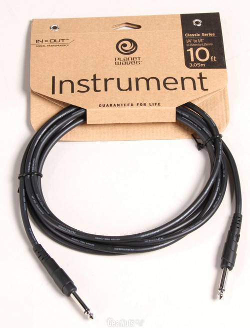 Planet Waves PWCGT10 Gitar Kablosu 10 Inç (Aksesuar - Classic) | 1/4 Inç Jak, Oksijensiz Bakır İletken, Dayanıklı Esnek