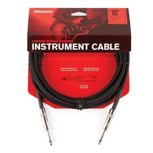 Planet Waves PW-BG-10BK Gitar Kablo 3 Metre Braided Inst Cbl Bk | Korozyona Dayanıklı - Saf Sinyal - Esnek