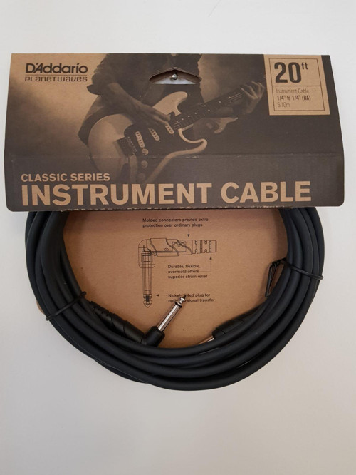 Planet Waves PWCGTRA20 Gitar Kablosu Cable Right Angle (6 Metre) | Korozyona Dayanıklı - Saf Sinyal - L Açılı