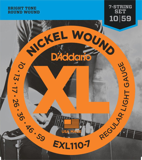 D'Addario EXL110-7 XL Nickel Wound 7 Telli Elektro Gitar Tel Seti - 10-59 (Profesyonel) | 7 Telli Gitarlar İçin İdeal Ge