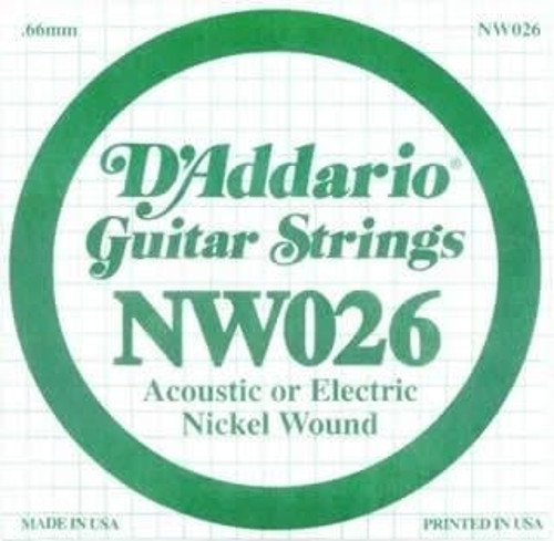 NW026 Elektro ve Akustik Tek Tel | Nickel Wound, (RE), .026