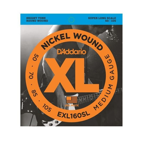 D'Addario EXL160SL XL Nickel Serisi Bas Gitar Tel Seti (Medium - 50-105 - Super Long Scale)