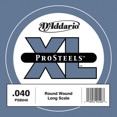 D'Addario PSB040 ProSteels Bas Gitar Tek Teli - .040 (Profesyonel) | Paslanmaz Çelik Sargı, "Piano-Like" Parlak Ton Kara